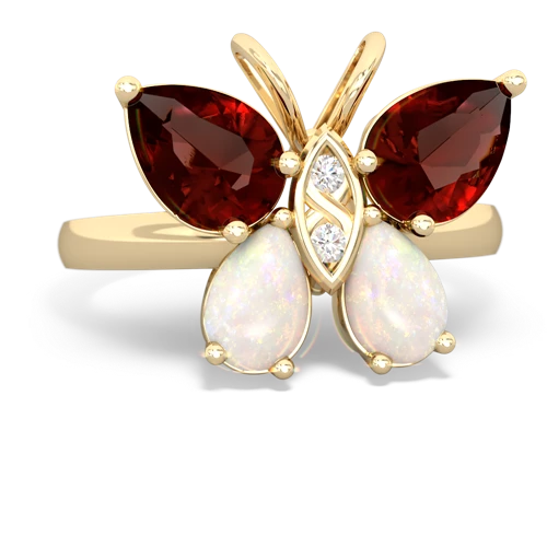 garnet-opal butterfly ring