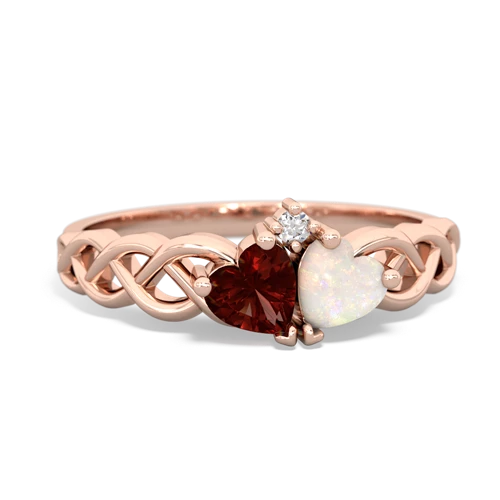 garnet-opal celtic braid ring