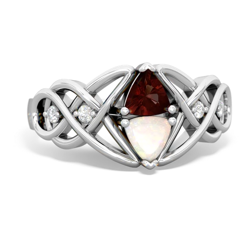 Garnet Genuine Garnet with Genuine Opal Keepsake Celtic Knot ring Ring