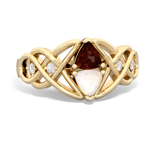 garnet-opal celtic knot ring