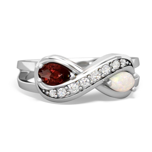 Garnet Genuine Garnet with Genuine Opal Diamond Infinity ring Ring