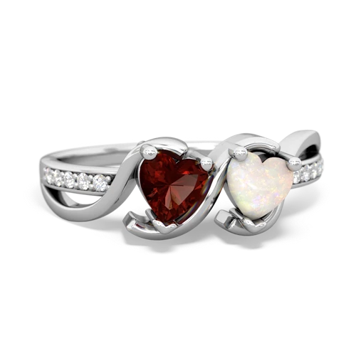 Garnet Genuine Garnet with Genuine Opal Side by Side ring Ring