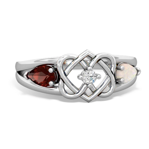 Garnet Genuine Garnet with Genuine Opal Hearts Intertwined ring Ring