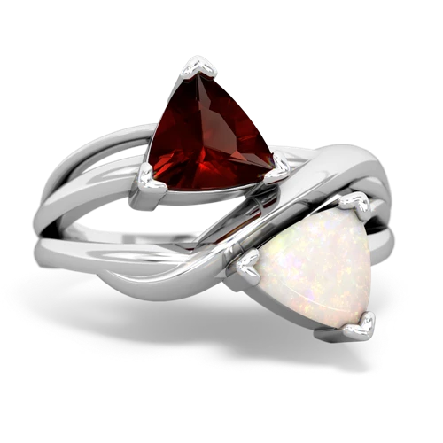 garnet-opal filligree ring