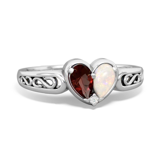 garnet-opal filligree ring