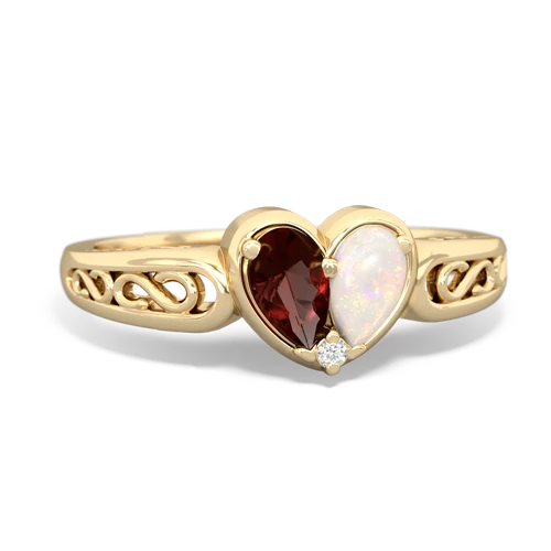 garnet-opal filligree ring