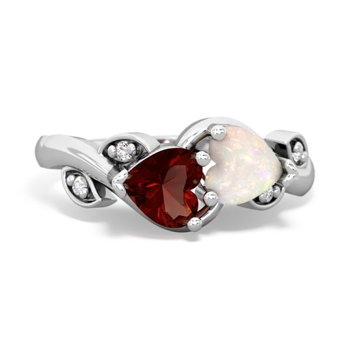 garnet-opal floral keepsake ring