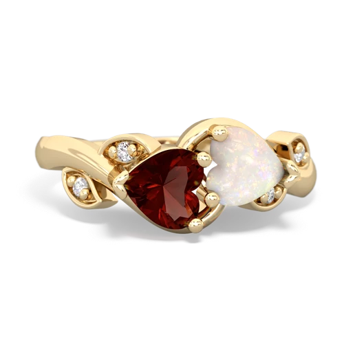 garnet-opal floral keepsake ring