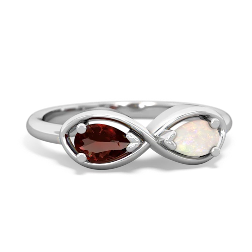 Garnet Genuine Garnet with Genuine Opal Infinity ring Ring