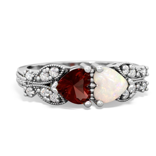 Garnet Genuine Garnet with Genuine Opal Diamond Butterflies ring Ring