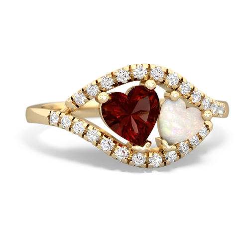 garnet-opal mother child ring