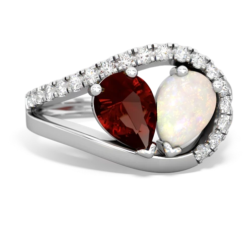 garnet-opal pave heart ring