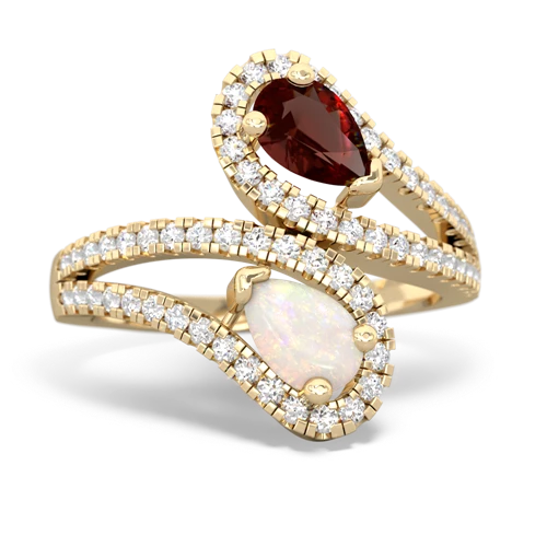 garnet-opal pave swirls ring