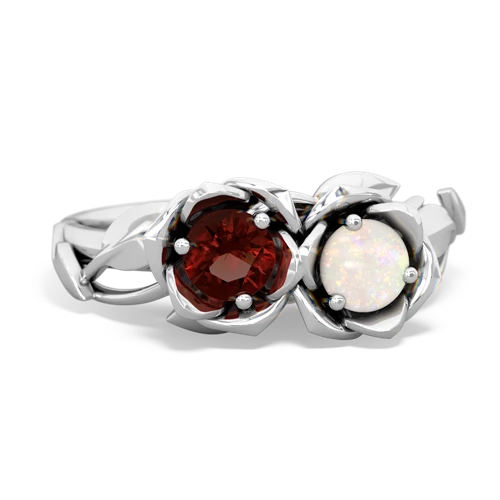 Garnet Genuine Garnet with Genuine Opal Rose Garden ring Ring