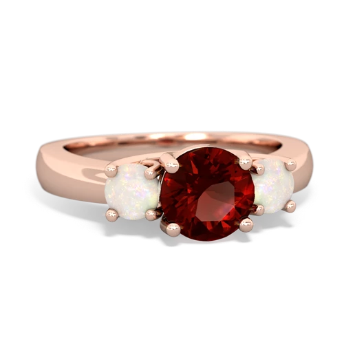 Garnet Genuine Garnet with Genuine Opal and Genuine Fire Opal Three Stone Trellis ring Ring
