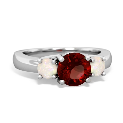Garnet Genuine Garnet with Genuine Opal and  Three Stone Trellis ring Ring