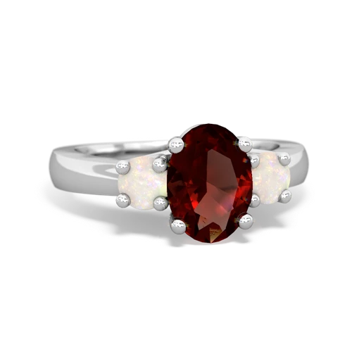 Garnet Genuine Garnet with Genuine Opal Three Stone Trellis ring Ring