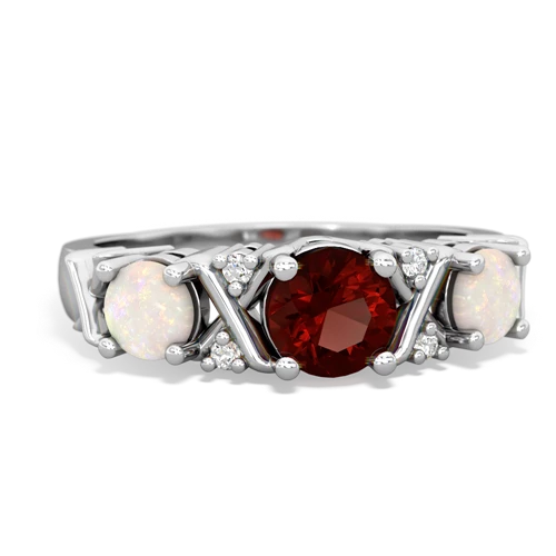 Garnet Genuine Garnet with Genuine Opal and Lab Created Emerald Hugs and Kisses ring Ring