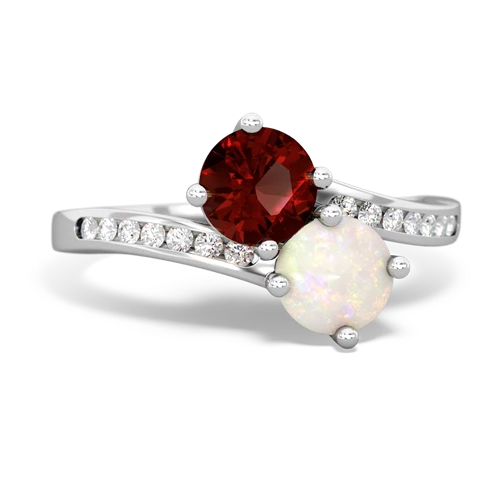 Garnet Genuine Garnet with Genuine Opal Keepsake Two Stone ring Ring