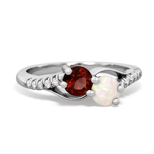 Garnet Genuine Garnet with Genuine Opal Two Stone Infinity ring Ring