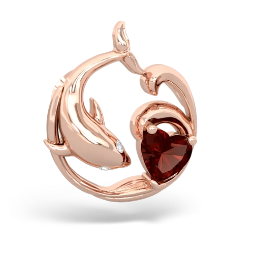 garnet dolphin heart pendant