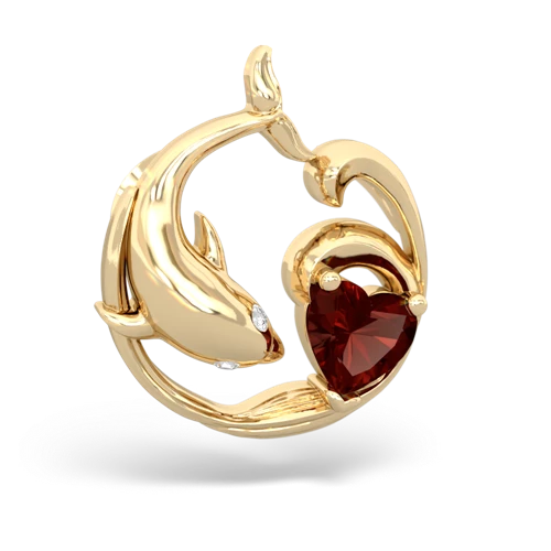 garnet dolphin heart pendant