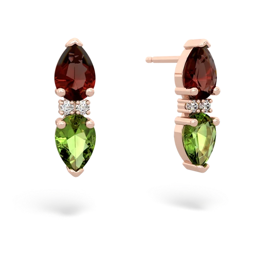 garnet-peridot bowtie earrings