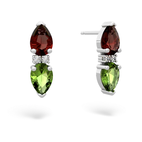 garnet-peridot bowtie earrings