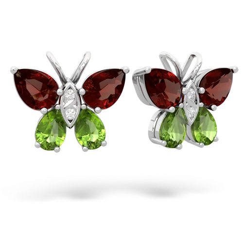 garnet-peridot butterfly earrings