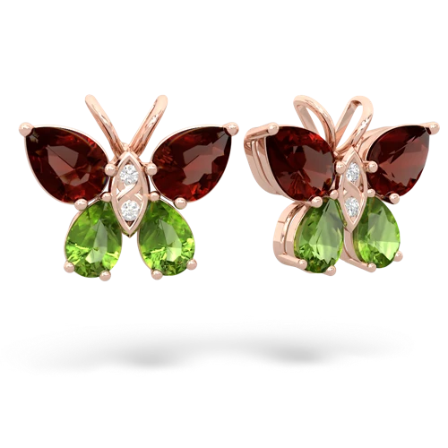 garnet-peridot butterfly earrings