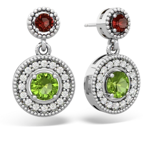 garnet-peridot halo earrings