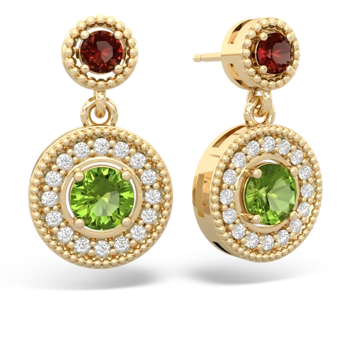 garnet-peridot halo earrings