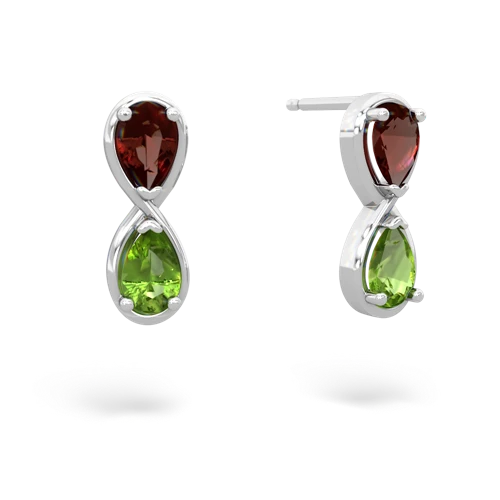garnet-peridot infinity earrings