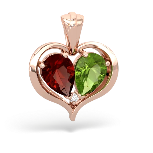 garnet-peridot half heart whole pendant