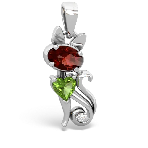 garnet-peridot kitten pendant