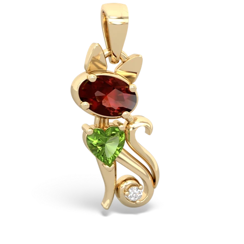 garnet-peridot kitten pendant