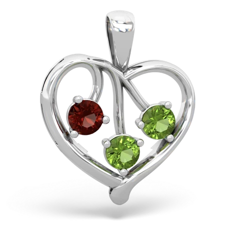 Garnet Genuine Garnet with Genuine Peridot and  Glowing Heart pendant Pendant