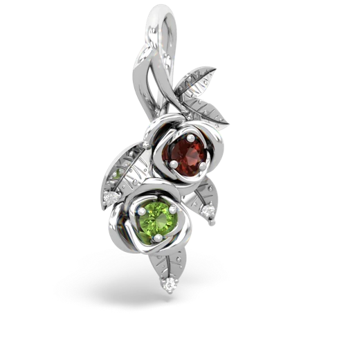 garnet-peridot rose vine pendant