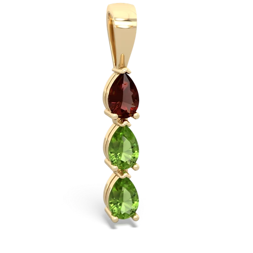 garnet-peridot three stone pendant