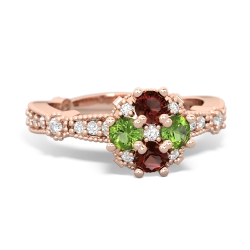 garnet-peridot art deco engagement ring