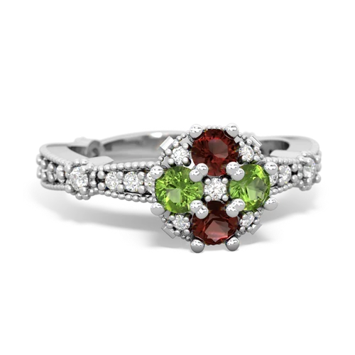 garnet-peridot art deco engagement ring