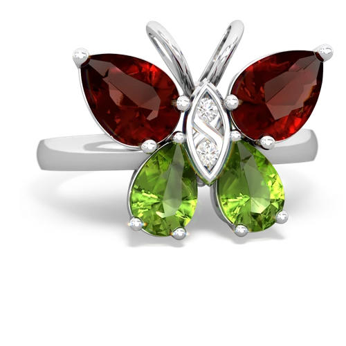 garnet-peridot butterfly ring