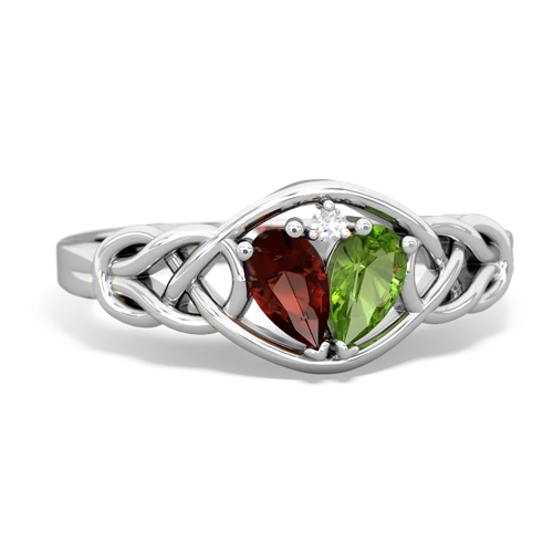 garnet-peridot celtic knot ring