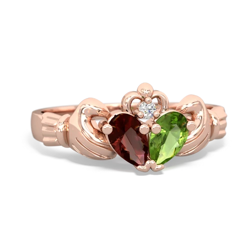 Garnet Genuine Garnet with Genuine Peridot Claddagh ring Ring