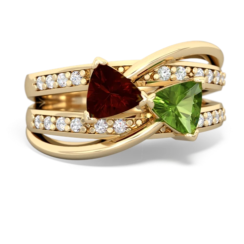 Garnet Genuine Garnet with Genuine Peridot Bowtie ring Ring