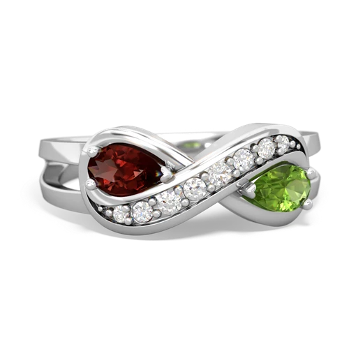 garnet-peridot diamond infinity ring