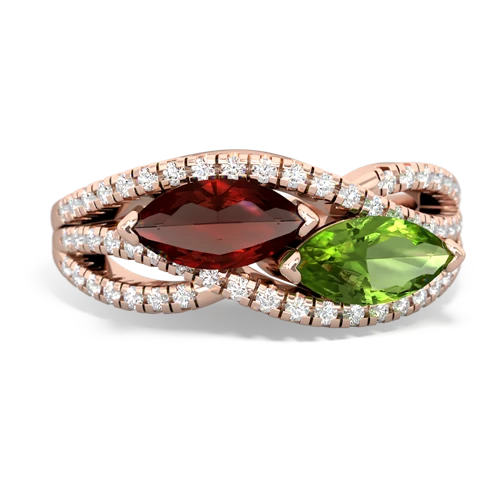 Garnet Genuine Garnet with Genuine Peridot Diamond Rivers ring Ring