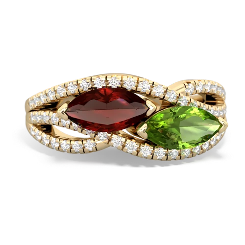 Garnet Genuine Garnet with Genuine Peridot Diamond Rivers ring Ring