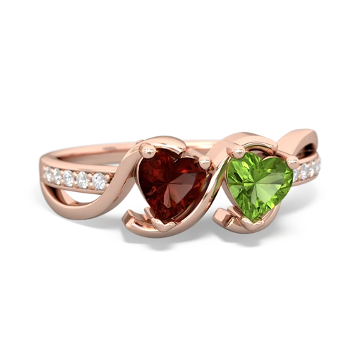 Garnet Genuine Garnet with Genuine Peridot Side by Side ring Ring
