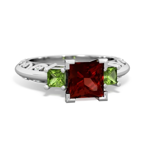 Garnet Genuine Garnet with Genuine Peridot and Lab Created Alexandrite Art Deco ring Ring